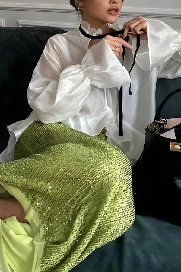 Ruffled Sheer Blouse