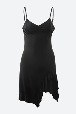 Ruffled Slit Bodycon Mini Dress