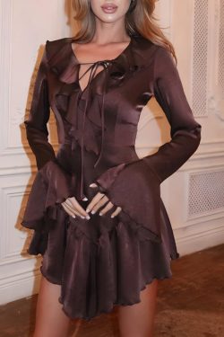 Satin Ruffled Mini Dress