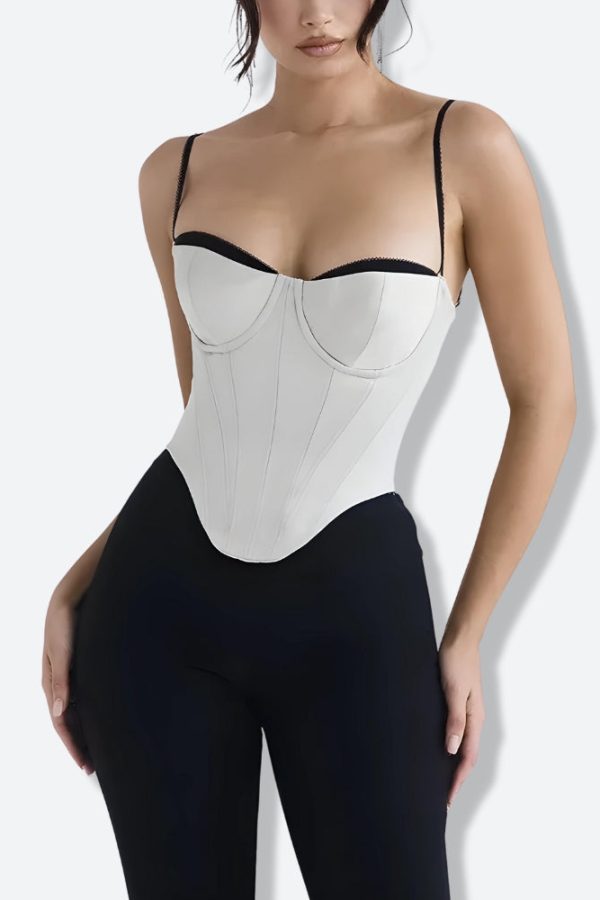 Satin Zip-Up Layered Corset Top
