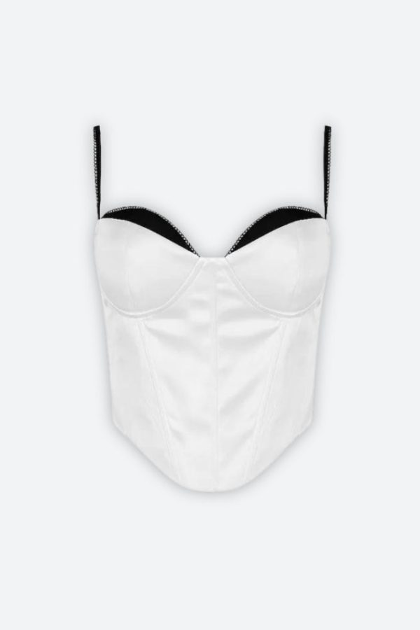 Satin Zip-Up Layered Corset Top