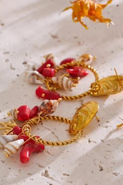 Seashell Beaded Hoop Earrings