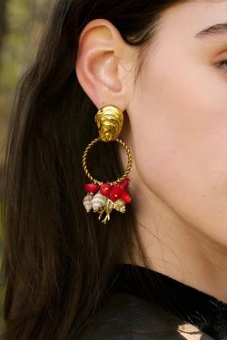 Seashell Beaded Hoop Earrings