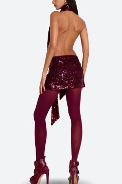 Sequined Backless Mini Dress