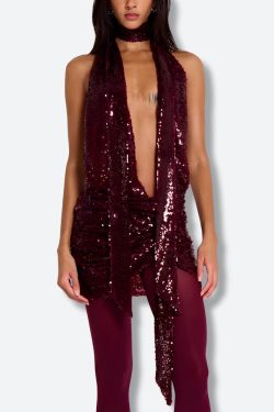 Sequined Backless Mini Dress