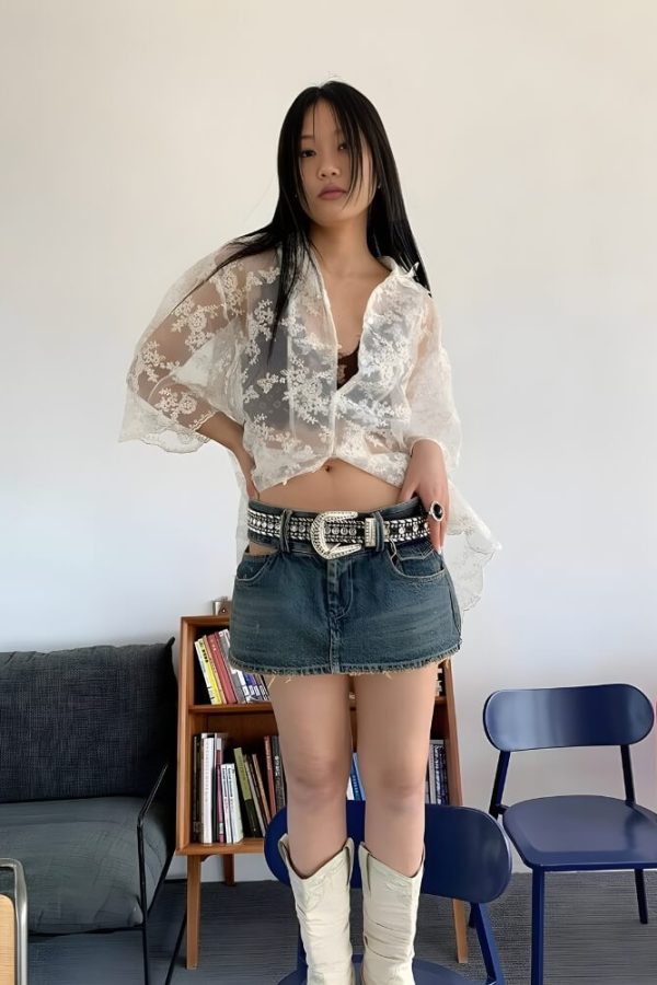 Sheer Floral Lace Shirt