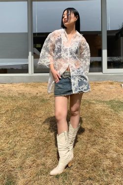 Sheer Floral Lace Shirt