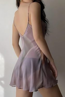 Sheer Mesh Slit Mini Dress