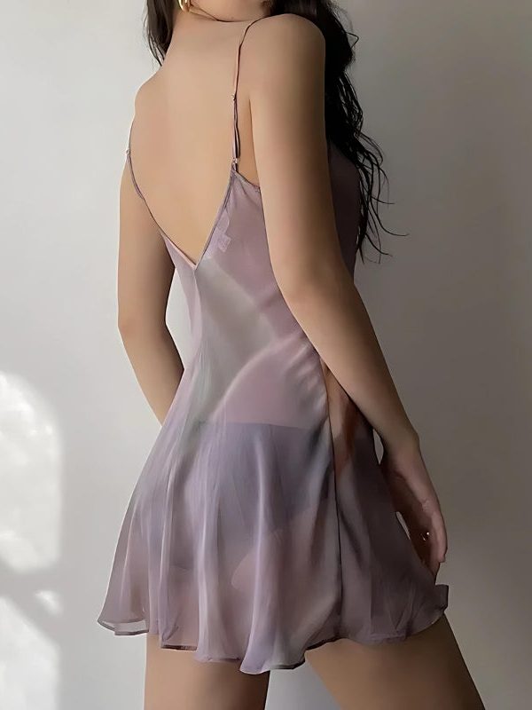 Sheer Mesh Slit Mini Dress