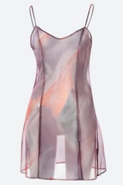 Sheer Mesh Slit Mini Dress