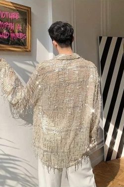 Shiny Sequin Sheer Shirt