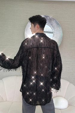 Shiny Sequin Sheer Shirt