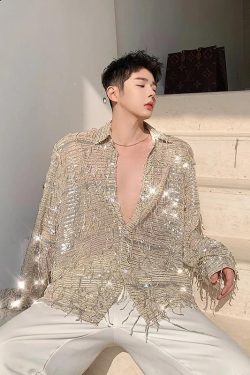 Shiny Sequin Sheer Shirt