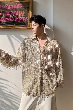 Shiny Sequin Sheer Shirt