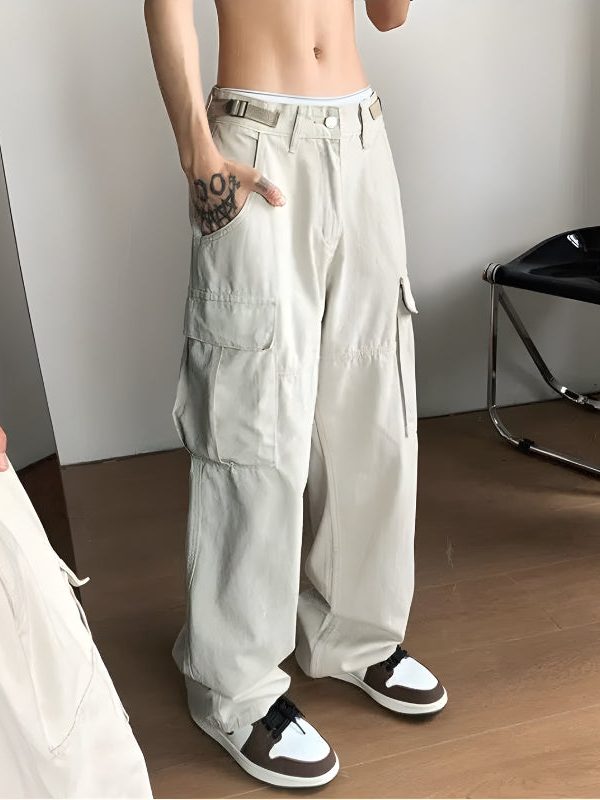 Side Belt Detailed Baggy Cargo Pants