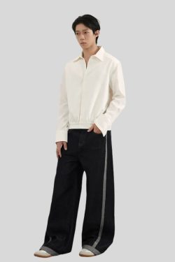 Side Stripe Wide Jeans