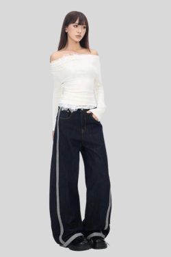 Side Stripe Wide Jeans