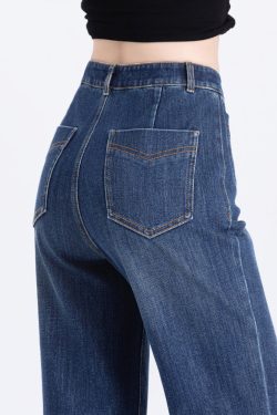 Silm Fit Blue High Waist Denim Flare Bottoms Spring