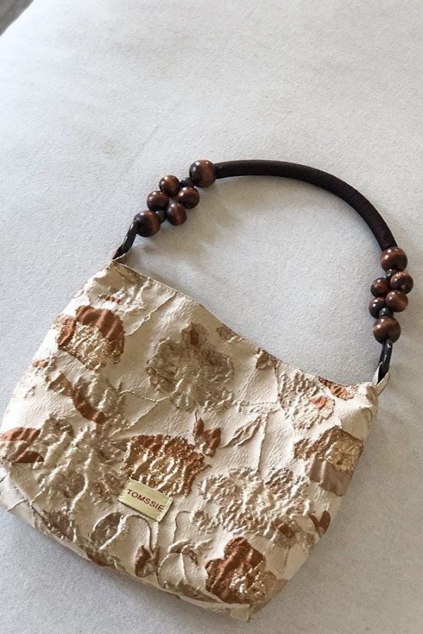 Simple Apricot Jacquard Original Design Canvas Satchel Handbag