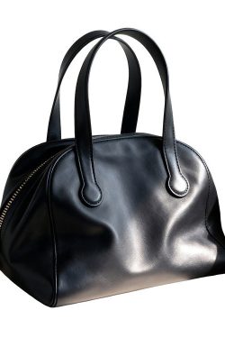 Simple Black Solid Durable Faux Leather Tote Bag