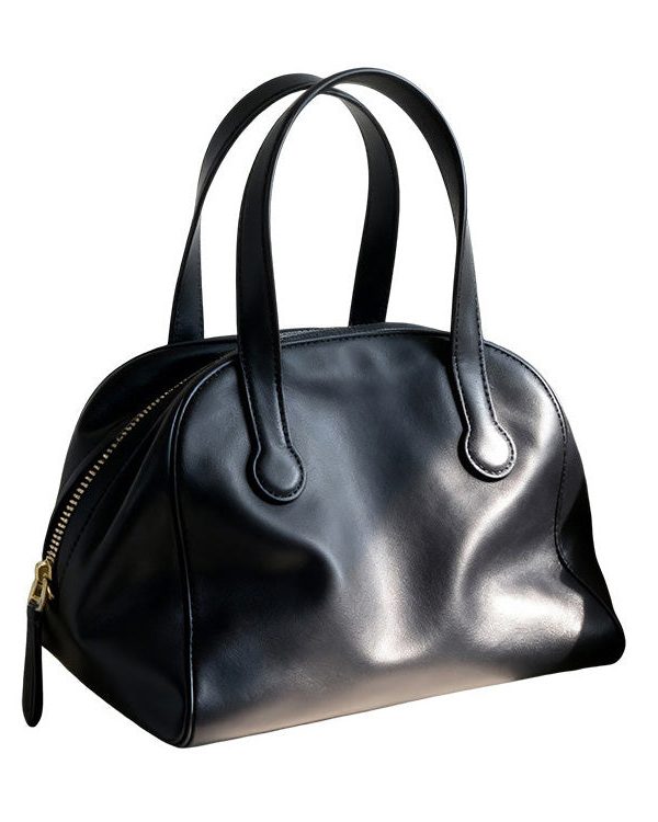 Simple Black Solid Durable Faux Leather Tote Bag