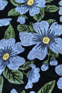 Simple Blue Embroideried Floral Paitings Cotton Satchel Handbag