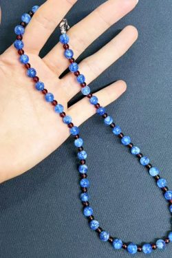 Simple Blue Natural Stone Beading Gratuated Bead Necklace