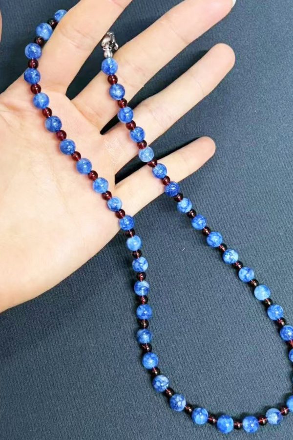 Simple Blue Natural Stone Beading Gratuated Bead Necklace
