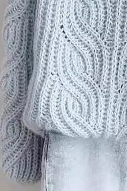 Simple Blue Turtleneck Hollow Out Knit Sweaters Spring