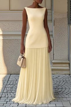 Simple Blue Wrinkled Solid Tops And Skirts Two Pieces Set Sleeveless