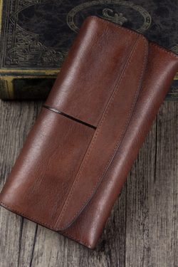 Simple Brown Durable Genuine Calf Leather Wallet Purse