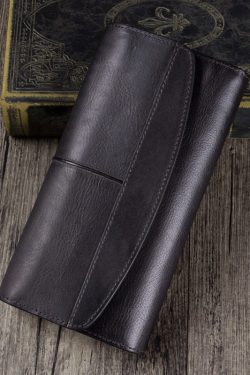 Simple Brown Durable Genuine Calf Leather Wallet Purse