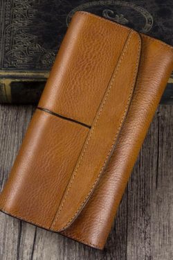 Simple Brown Durable Genuine Calf Leather Wallet Purse