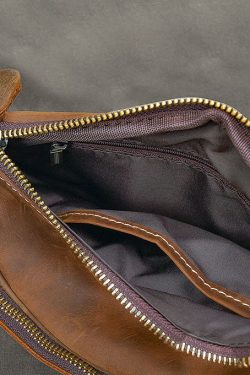 Simple Brown Solid Color Calf Leather Messenger Bag