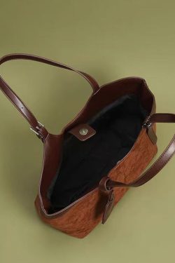Simple Brown Solid Durable Faux Leather Women Shoulder Bags