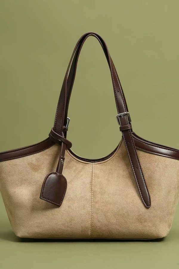 Simple Brown Solid Durable Faux Leather Women Shoulder Bags