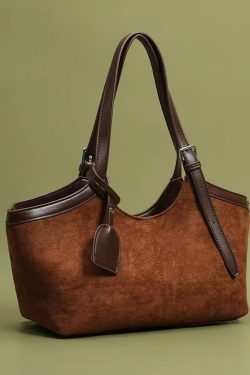Simple Brown Solid Durable Faux Leather Women Shoulder Bags