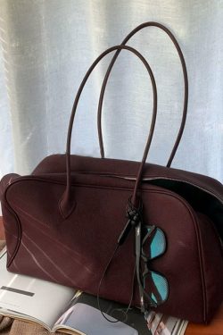 Simple Chocolate Zippered Large Capacity Leather Shoulder Bags