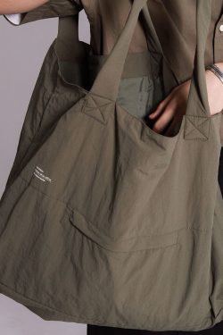 Simple Grayish Green Large Capacity Satchel Bag Handbag