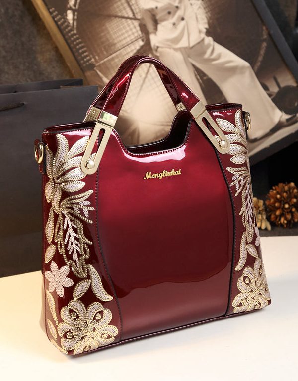 Simple Mulberry Sequins Embroidered Large Capacity Tote Handbag