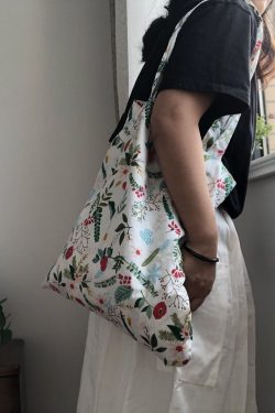 Simple Navy Print Lazy Cotton Satchel Handbag