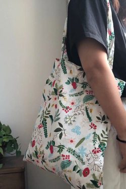 Simple Navy Print Lazy Cotton Satchel Handbag