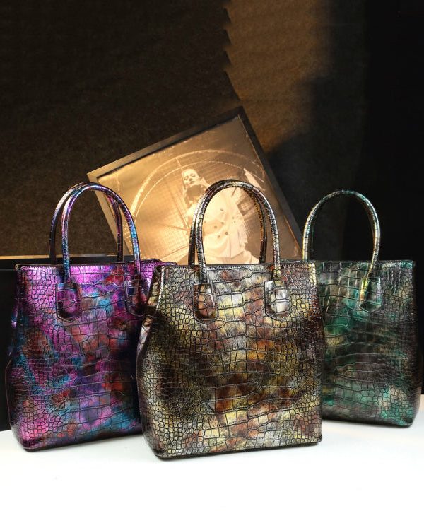 Simple Purple Large Capacity Faux Leather Women Handbags