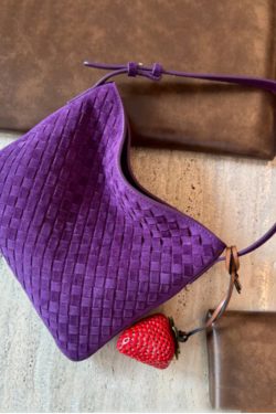 Simple Purple Weave Solid Durable Fine Suede Women Handbag