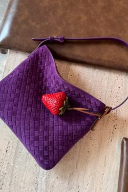 Simple Purple Weave Solid Durable Fine Suede Women Handbag