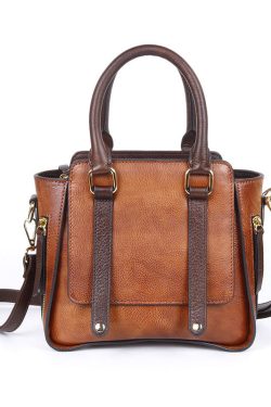 Simple Red Casual Rub color Calf Leather Messenger Bag