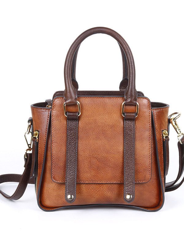 Simple Red Casual Rub color Calf Leather Messenger Bag