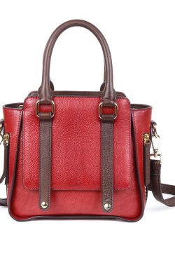 Simple Red Casual Rub color Calf Leather Messenger Bag