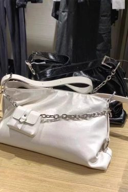 Simple Silk Zippered Faux Leather Satchel Handbag