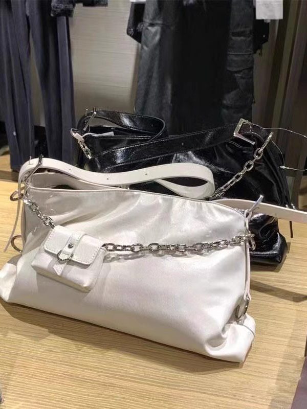 Simple Silk Zippered Faux Leather Satchel Handbag